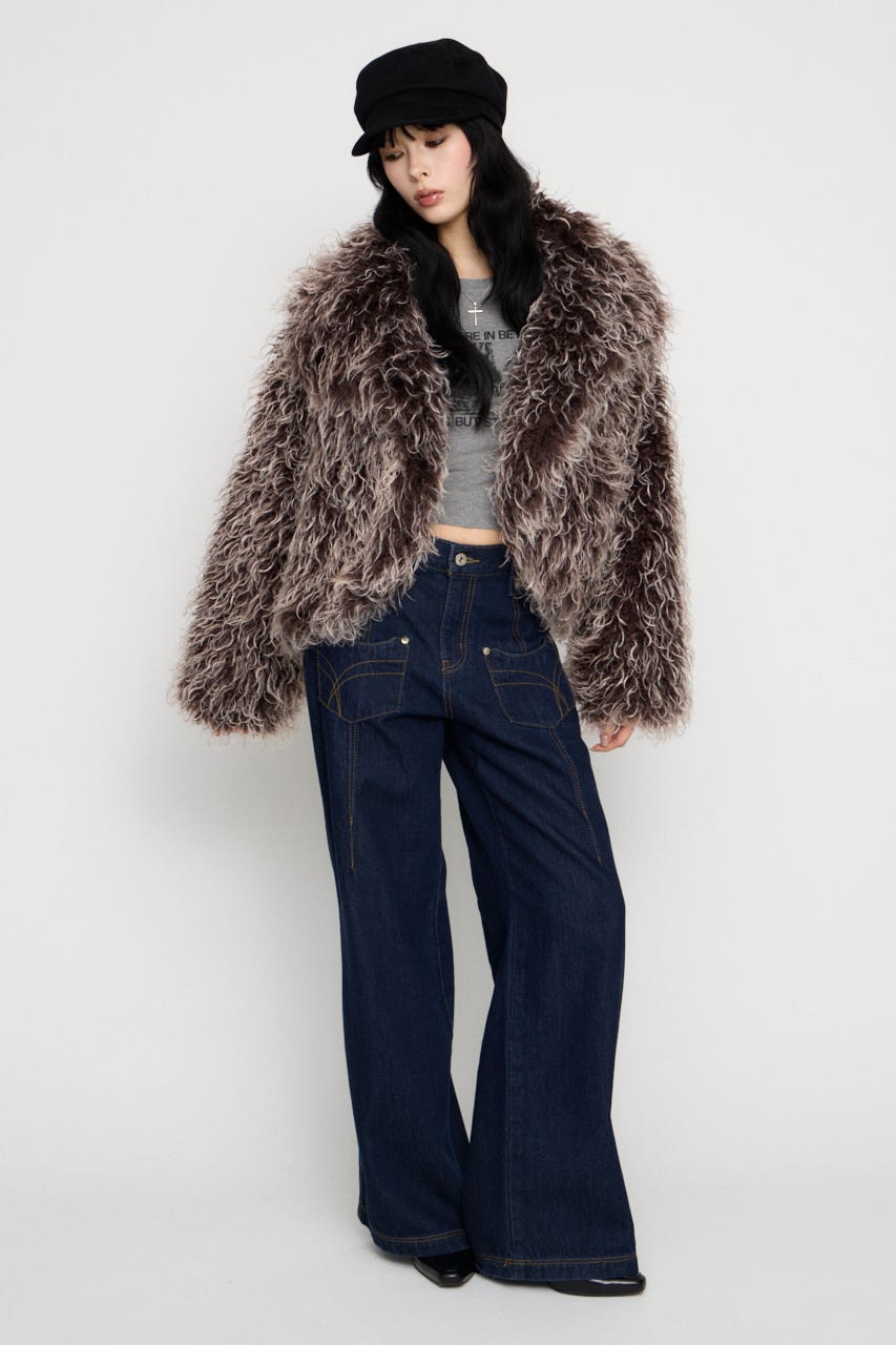 FRIZZY FAUX FUR ジャケット BRN FREE