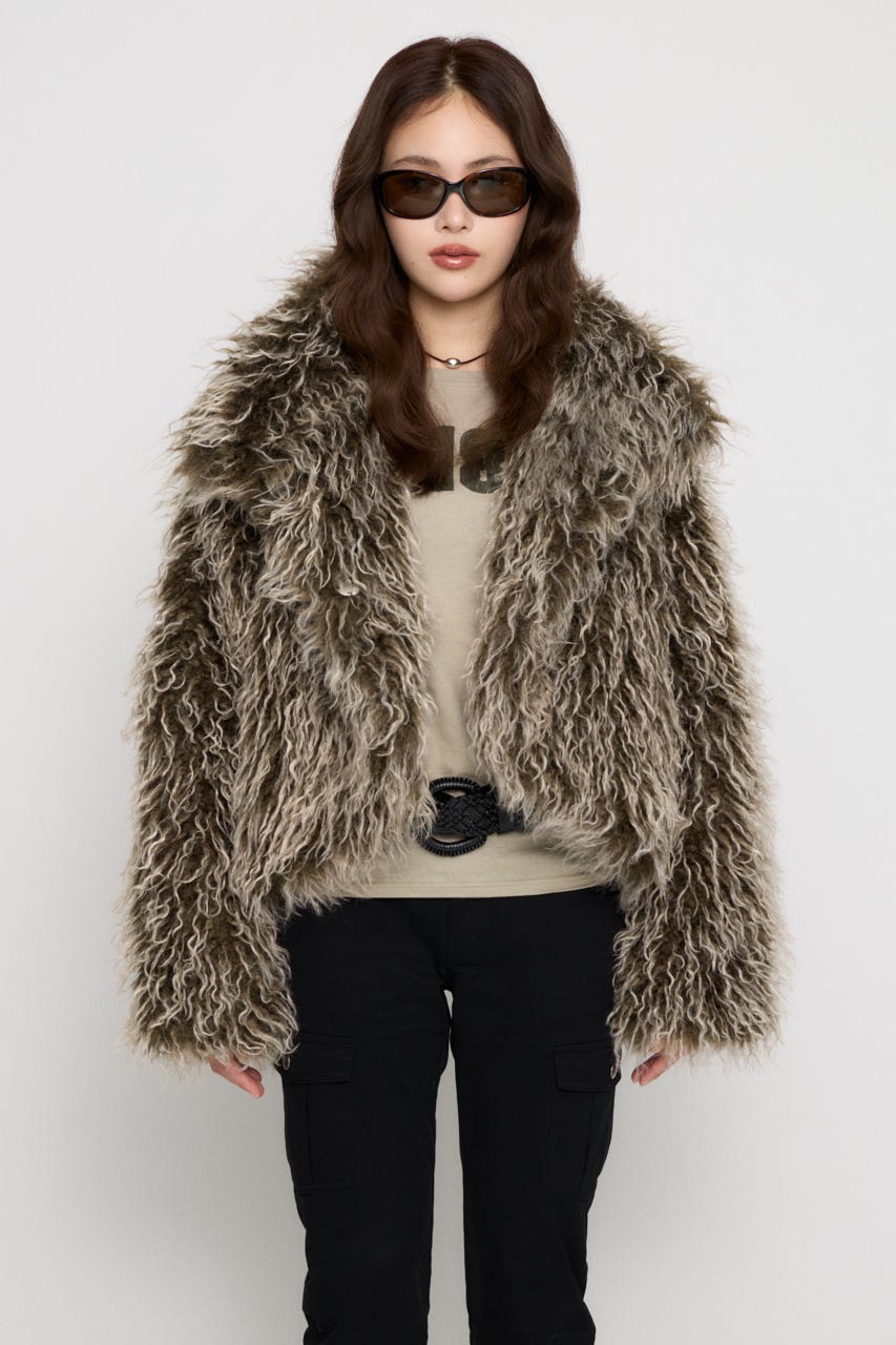 FRIZZY FAUX FUR ジャケット KHA FREE
