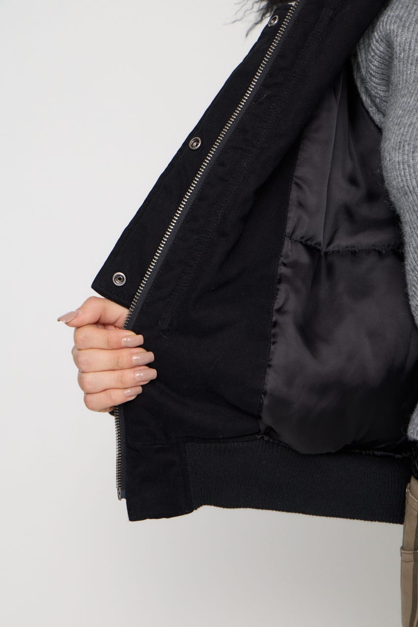 2WAY FAUX FUR COTTON ブルゾン BLK FREE