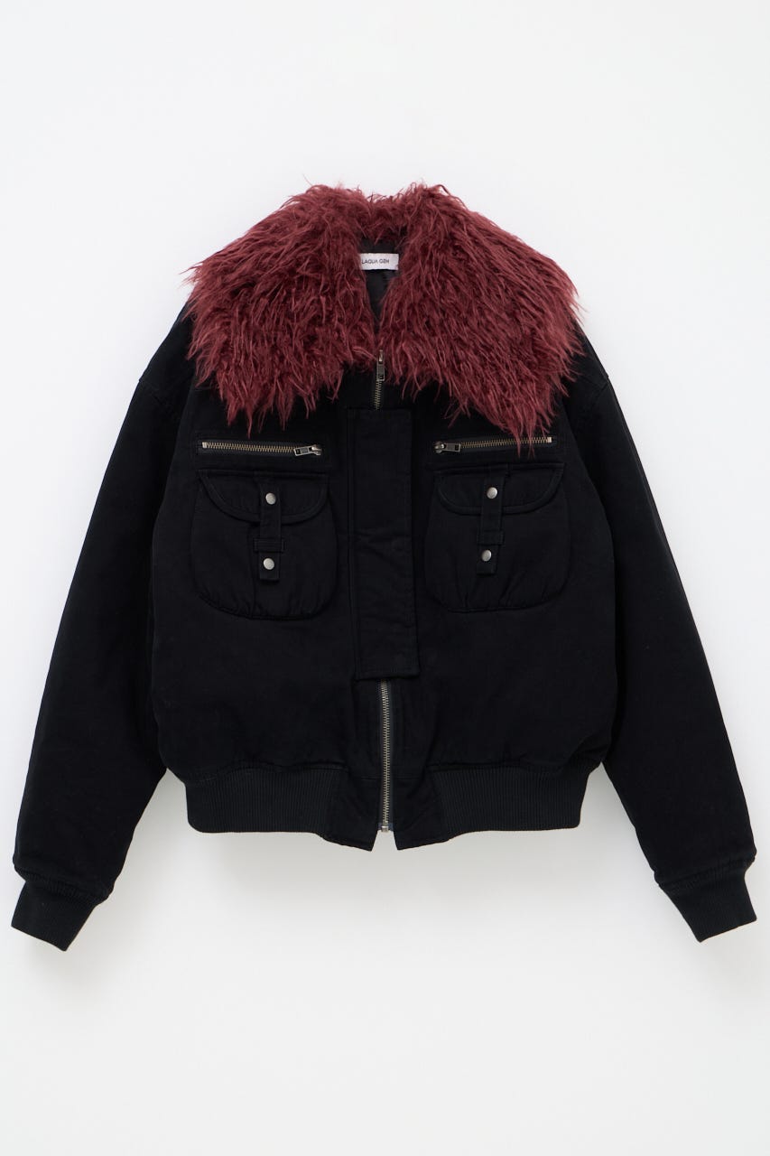 2WAY FAUX FUR COTTON ブルゾン BLK FREE