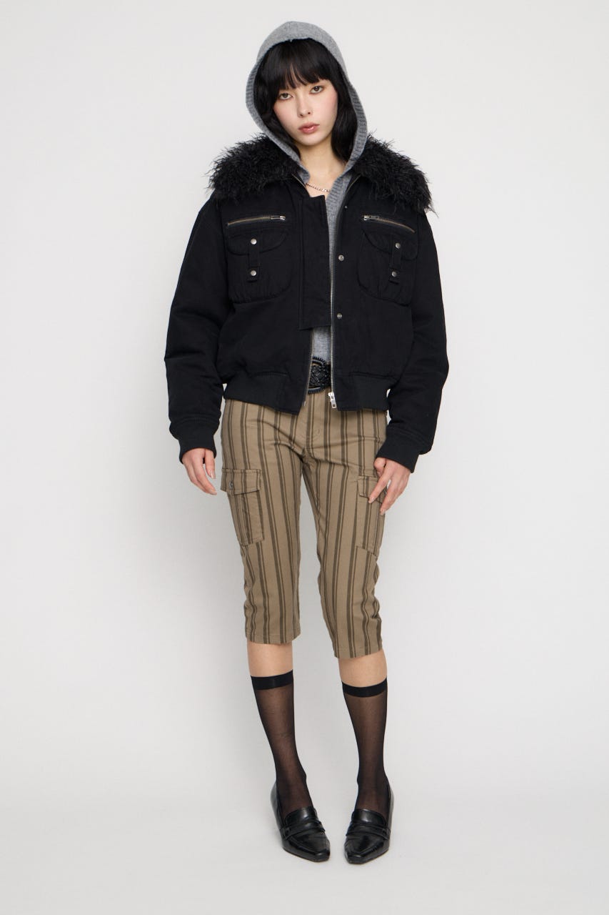 2WAY FAUX FUR COTTON ブルゾン BLK FREE
