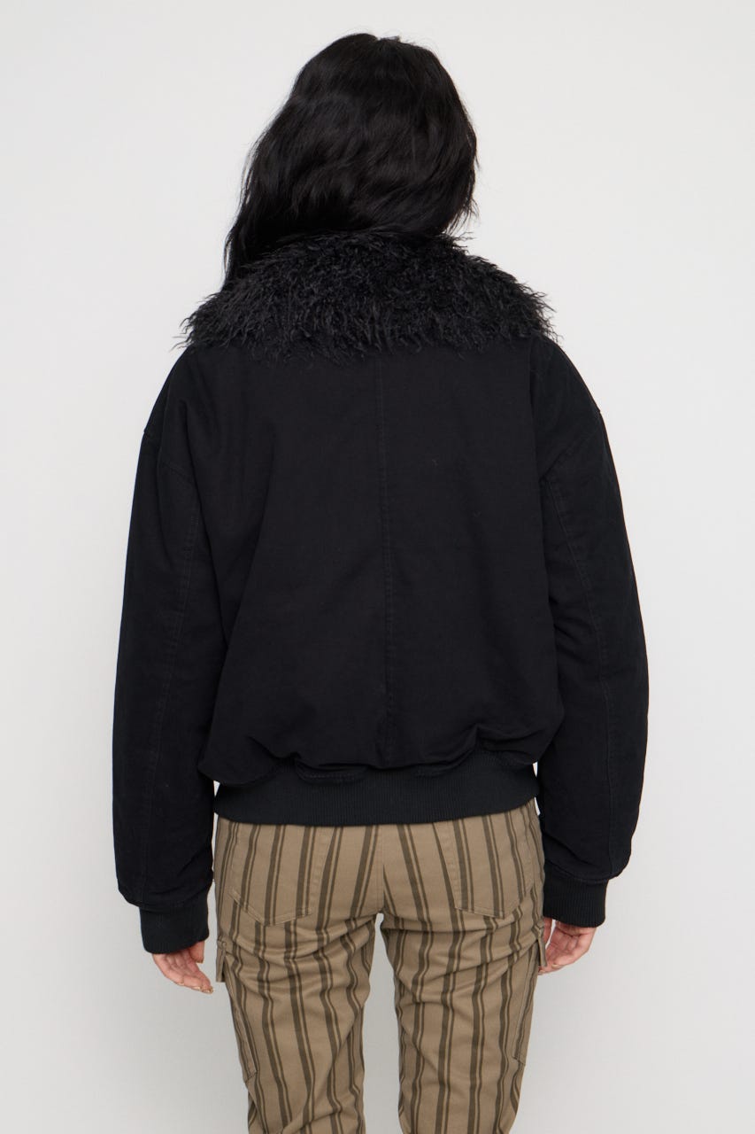 2WAY FAUX FUR COTTON ブルゾン BLK FREE