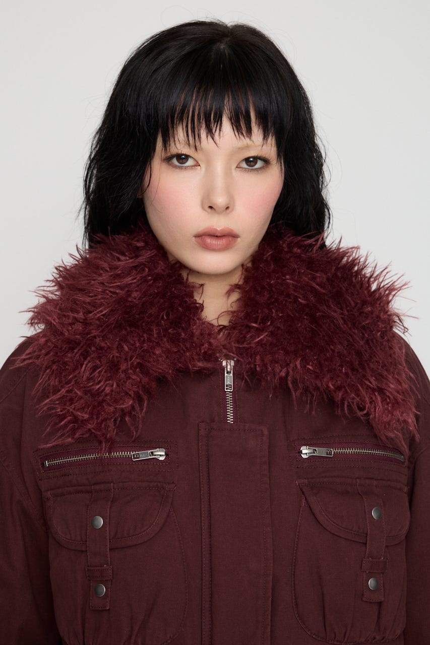 2WAY FAUX FUR COTTON ブルゾン D/RED FREE