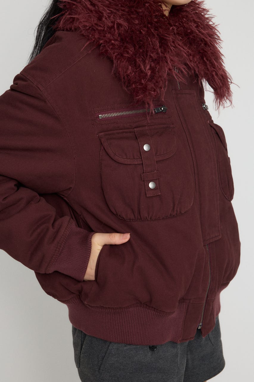 2WAY FAUX FUR COTTON ブルゾン D/RED FREE
