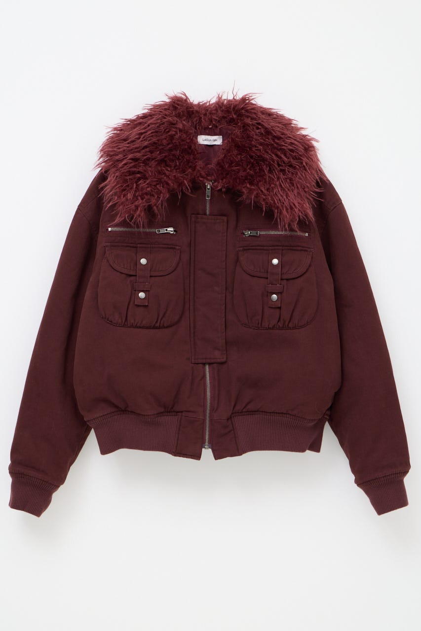 2WAY FAUX FUR COTTON ブルゾン D/RED FREE