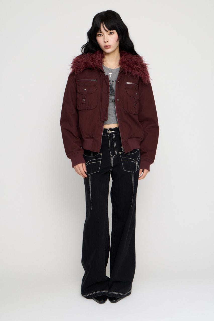 2WAY FAUX FUR COTTON ブルゾン D/RED FREE