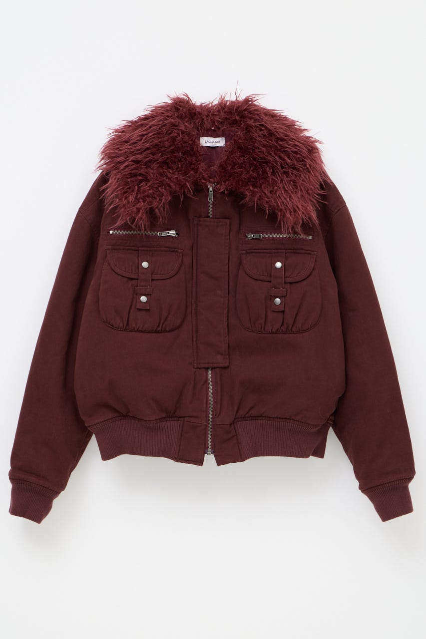 2WAY FAUX FUR COTTON ブルゾン D/RED FREE