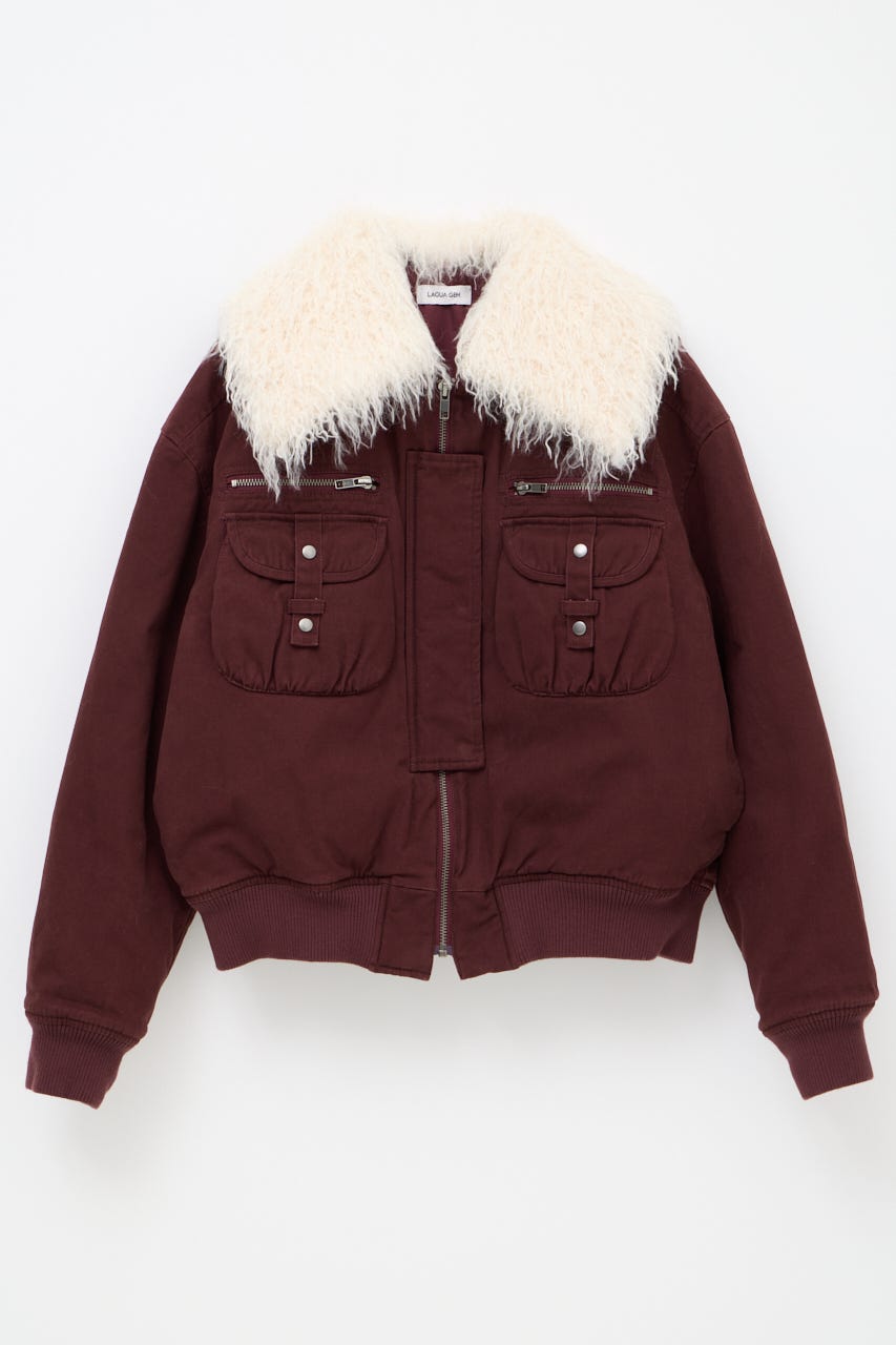 2WAY FAUX FUR COTTON ブルゾン D/RED FREE