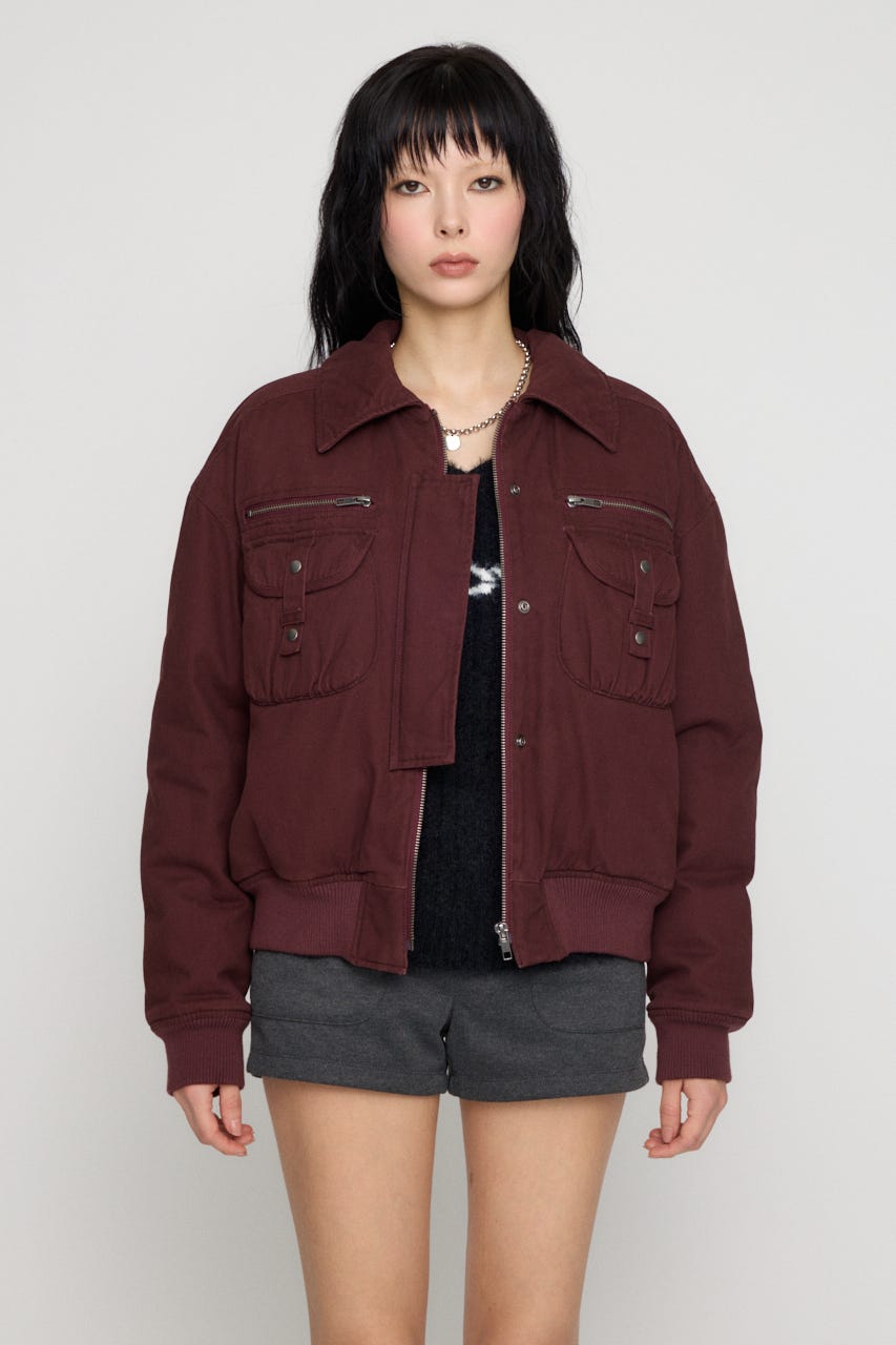2WAY FAUX FUR COTTON ブルゾン D/RED FREE