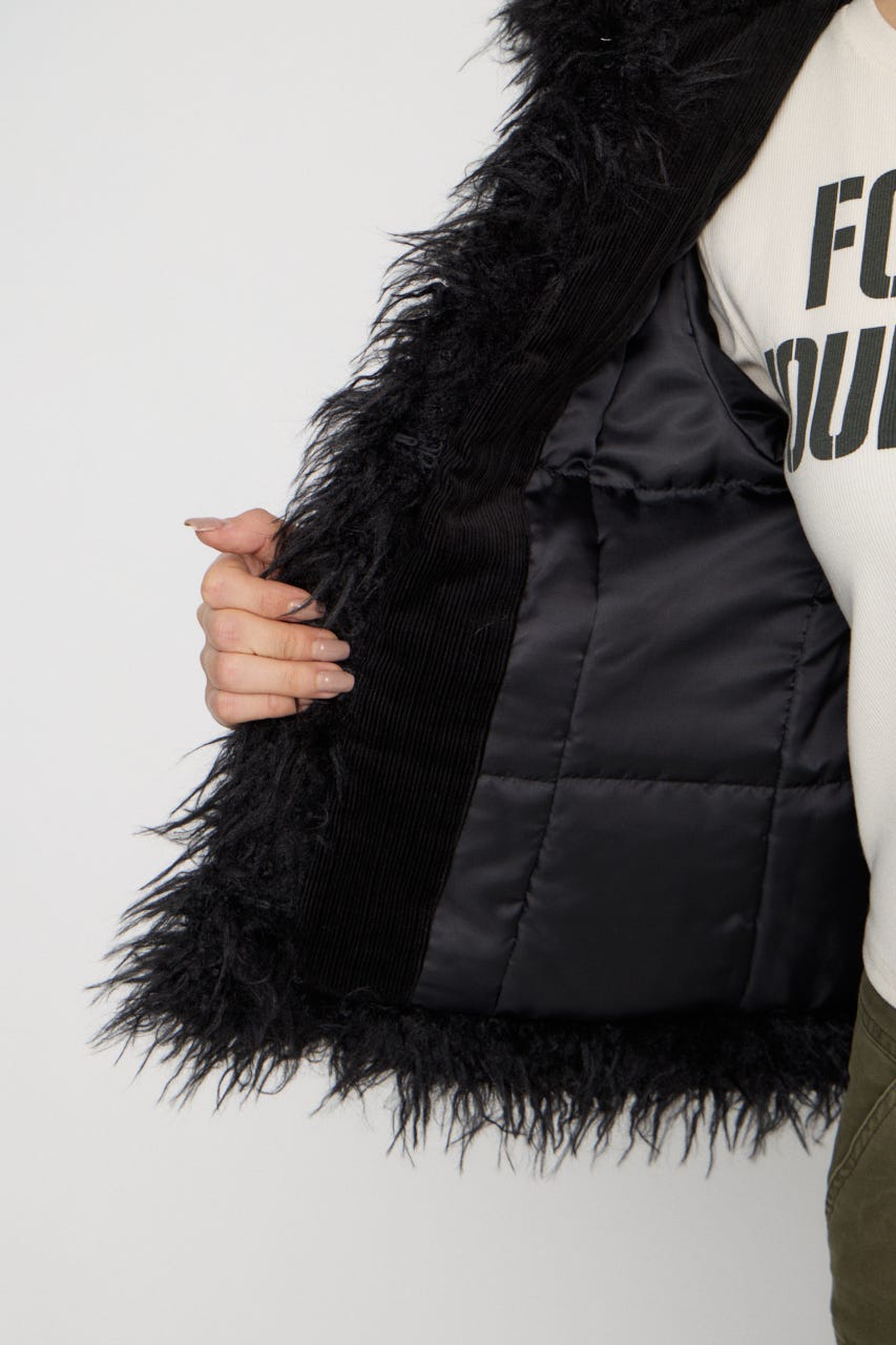 CORDUROY EDGE FAUX FUR ジャケット BLK FREE