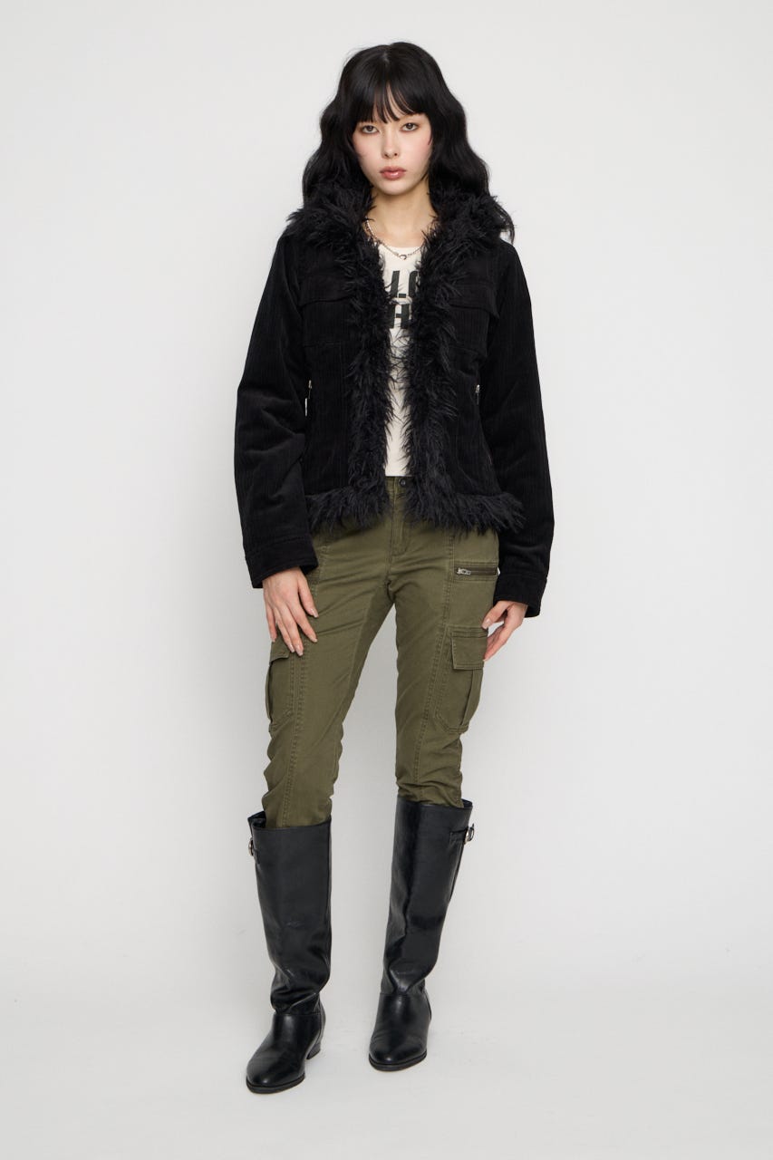 CORDUROY EDGE FAUX FUR ジャケット BLK FREE