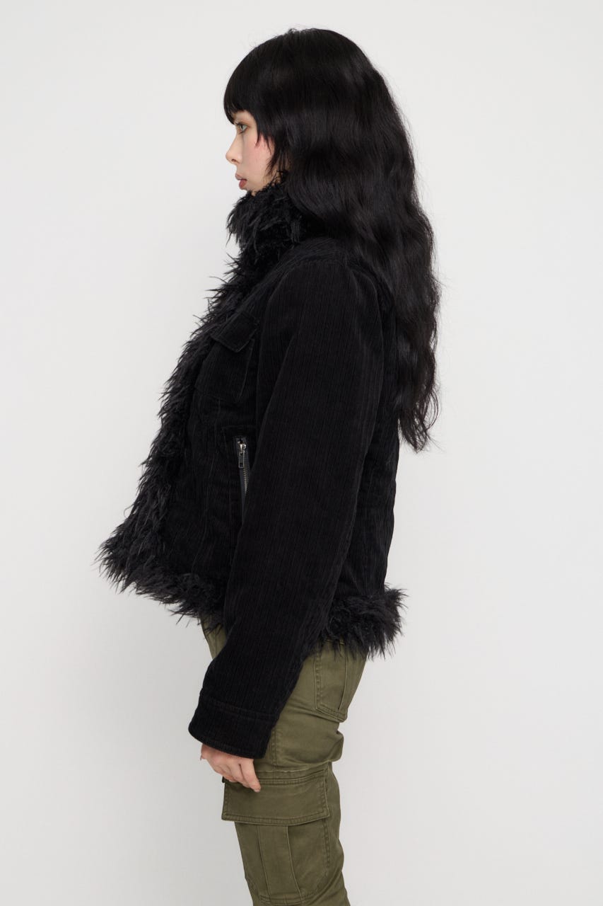 CORDUROY EDGE FAUX FUR ジャケット BLK FREE