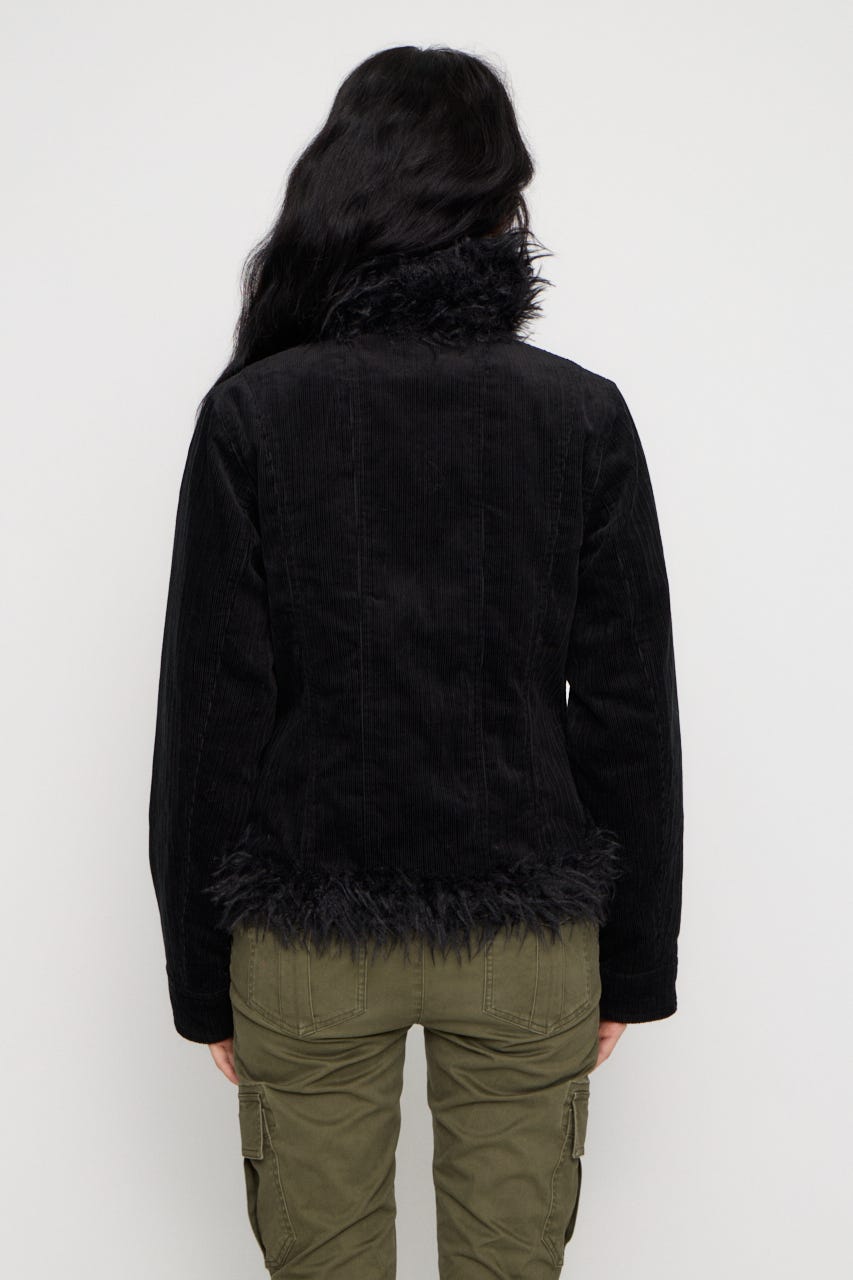 CORDUROY EDGE FAUX FUR ジャケット BLK FREE