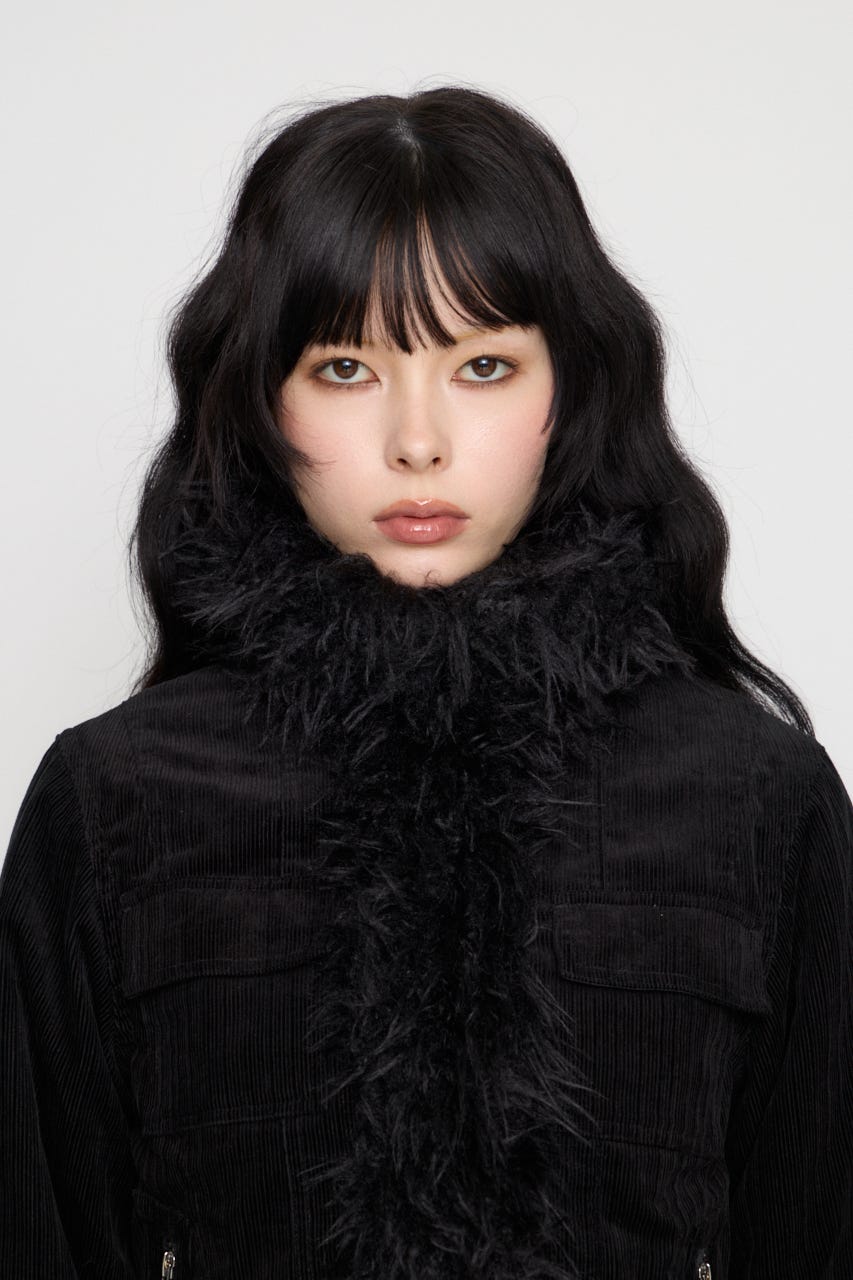 CORDUROY EDGE FAUX FUR ジャケット BLK FREE