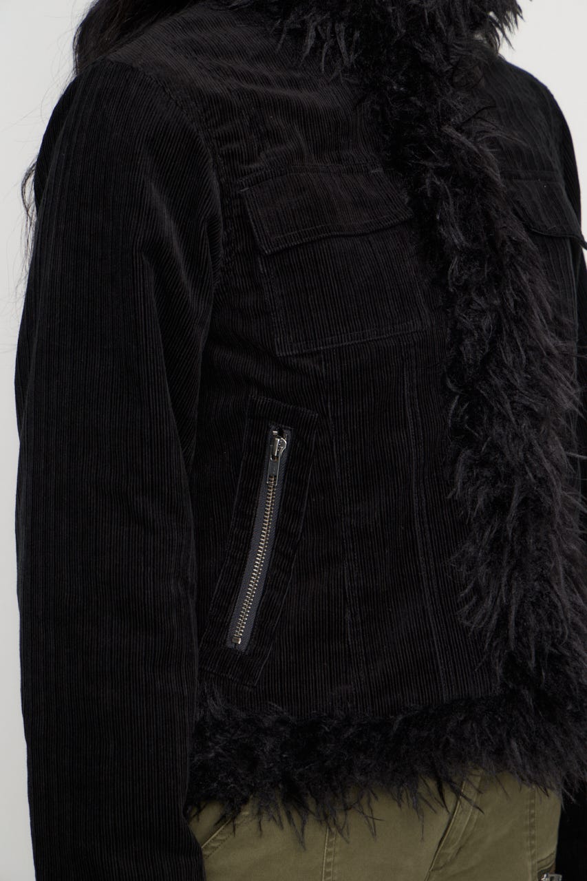 CORDUROY EDGE FAUX FUR ジャケット BLK FREE