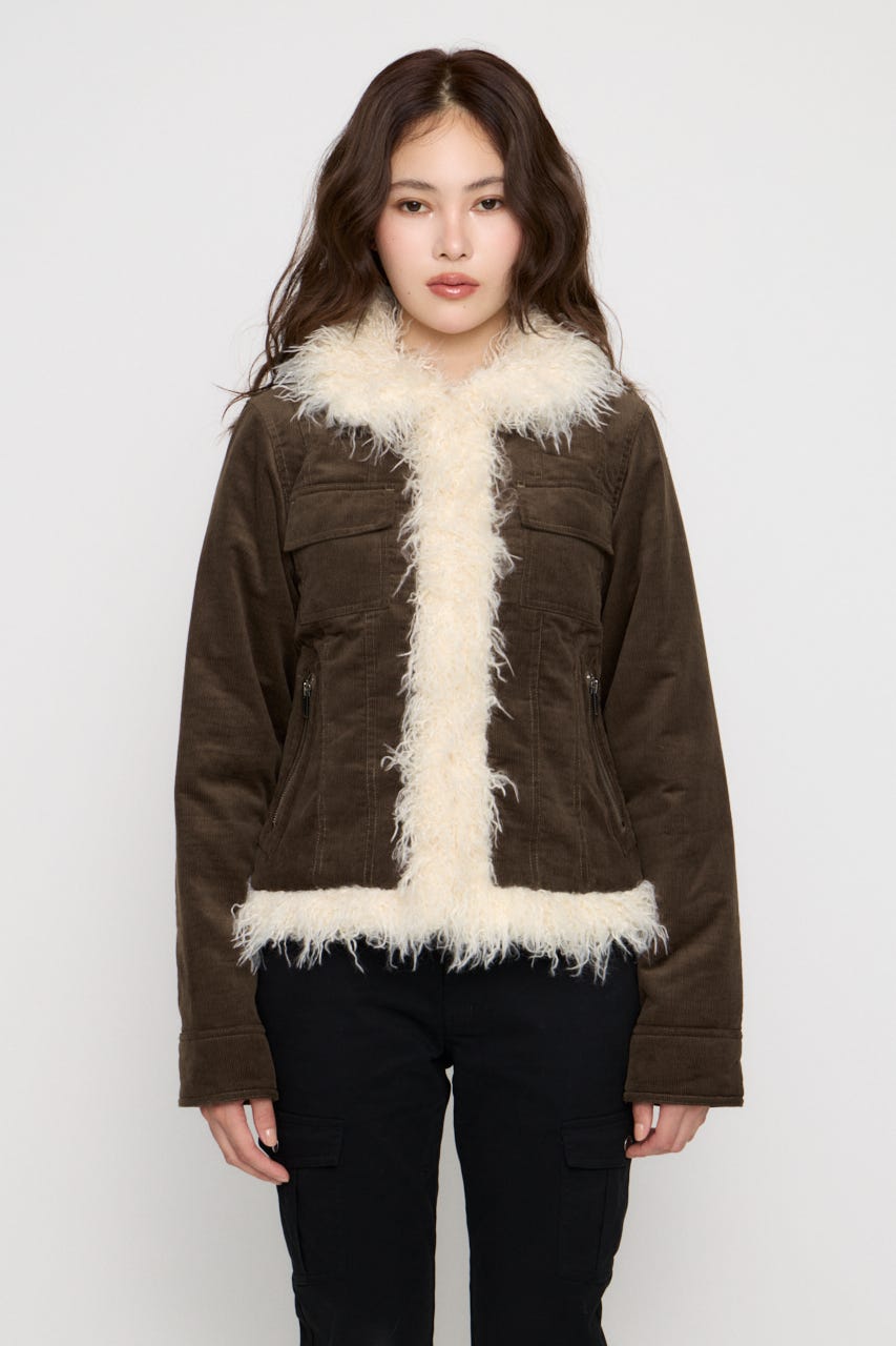 CORDUROY EDGE FAUX FUR ジャケット KHA FREE