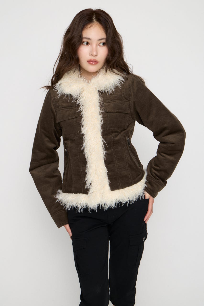 CORDUROY EDGE FAUX FUR ジャケット KHA FREE