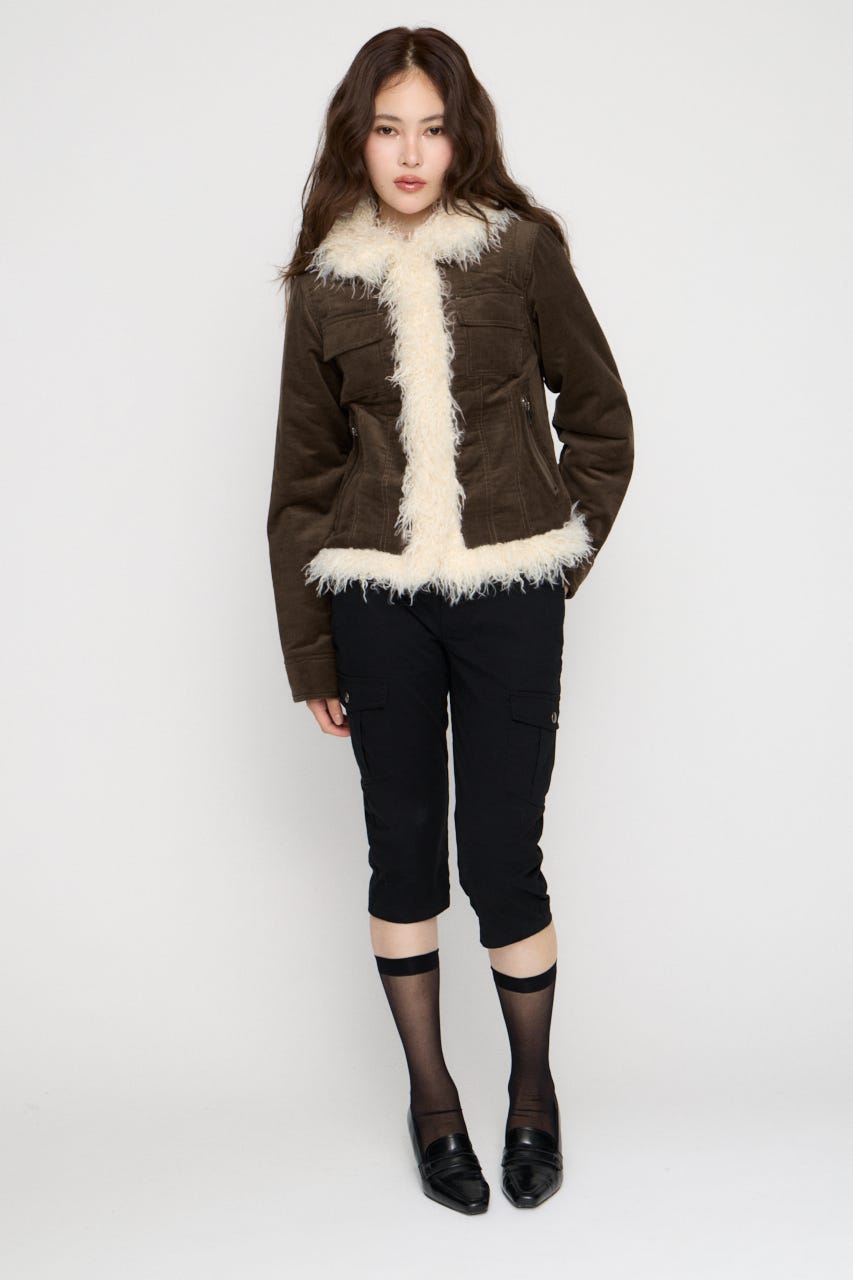 CORDUROY EDGE FAUX FUR ジャケット KHA FREE
