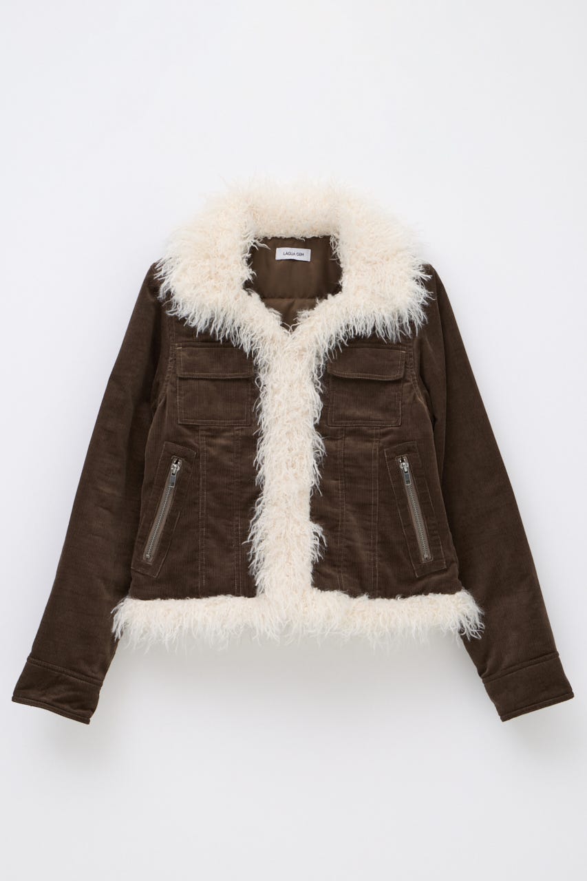 CORDUROY EDGE FAUX FUR ジャケット KHA FREE