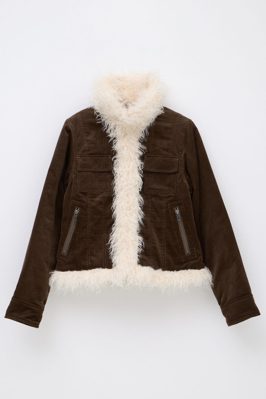 CORDUROY EDGE FAUX FUR ジャケット KHA FREE