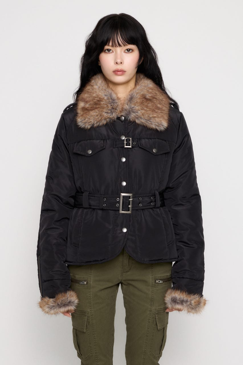 FAUX FUR POINT JOCKEY ジャケット BLK FREE