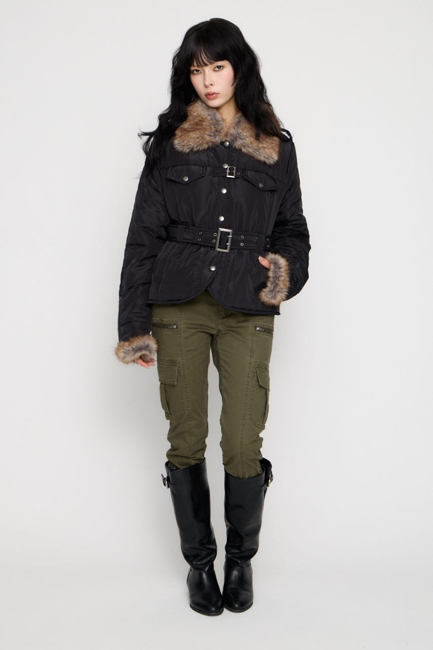 FAUX FUR POINT JOCKEY ジャケット BLK FREE