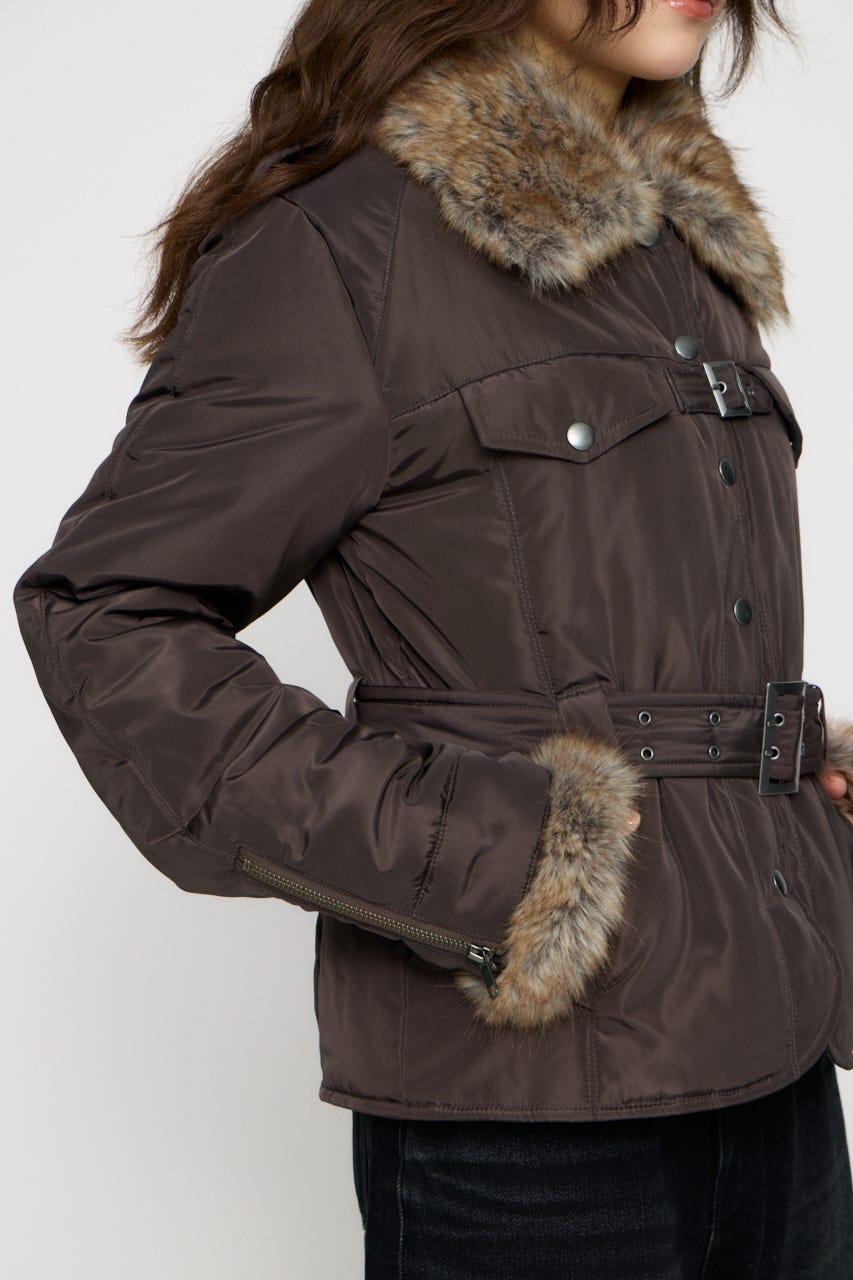 FAUX FUR POINT JOCKEY ジャケット BRN FREE