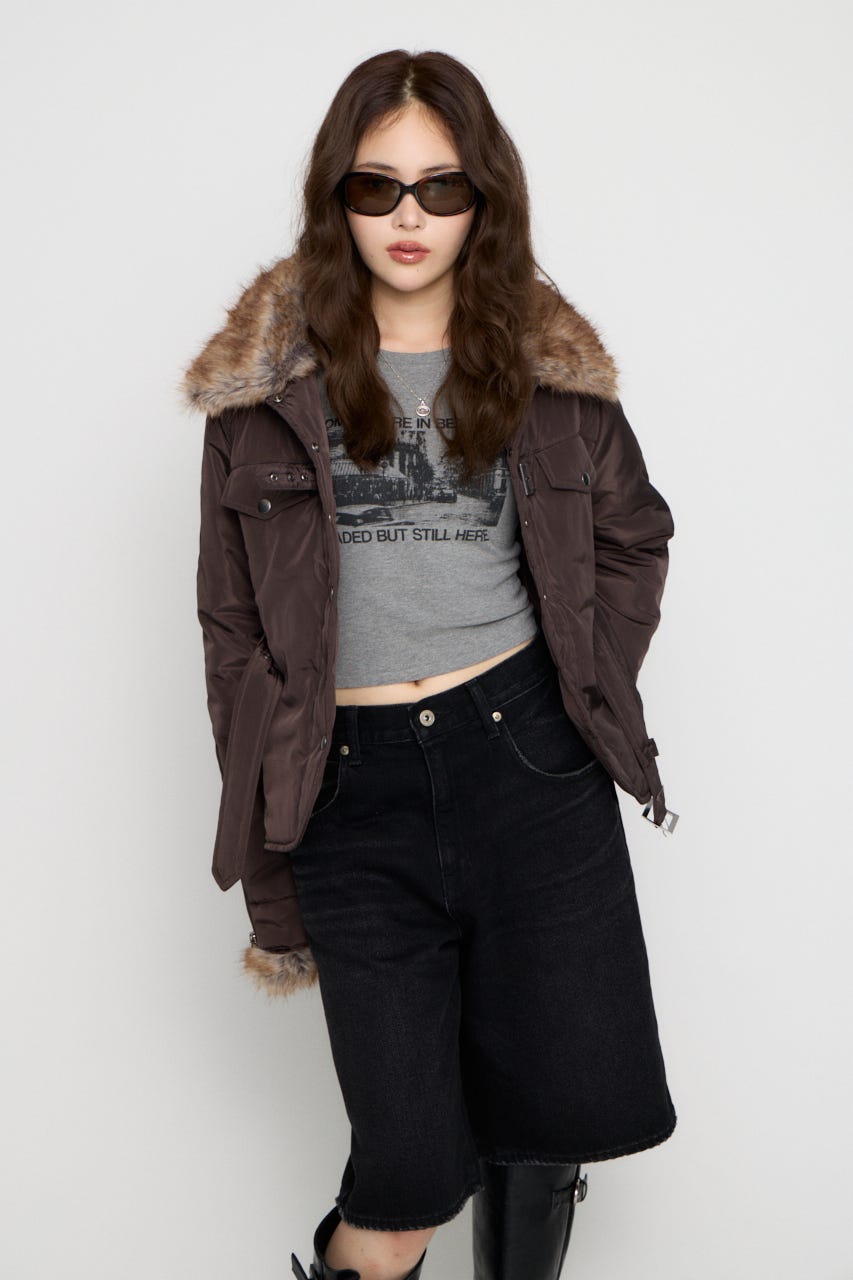 FAUX FUR POINT JOCKEY ジャケット BRN FREE