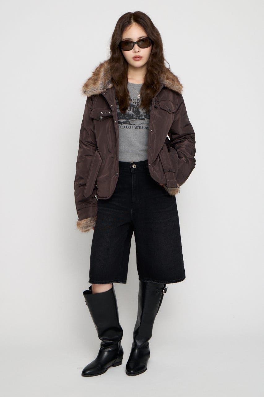 FAUX FUR POINT JOCKEY ジャケット BRN FREE