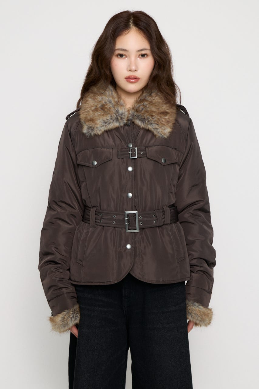 FAUX FUR POINT JOCKEY ジャケット BRN FREE