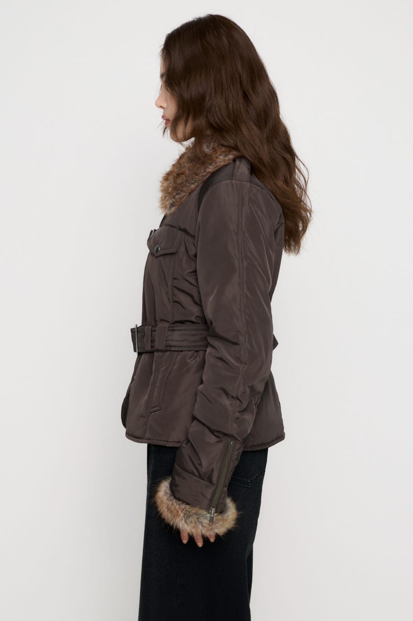 FAUX FUR POINT JOCKEY ジャケット BRN FREE