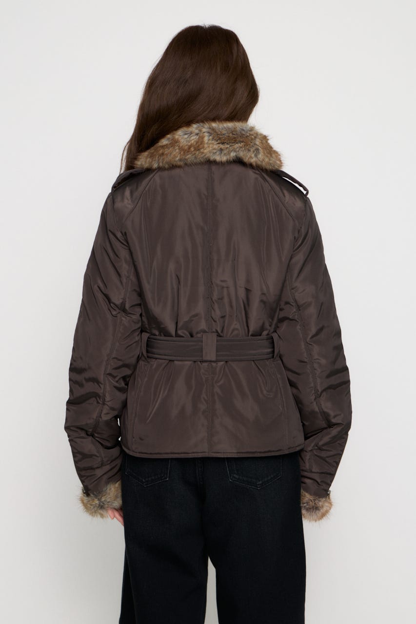FAUX FUR POINT JOCKEY ジャケット BRN FREE