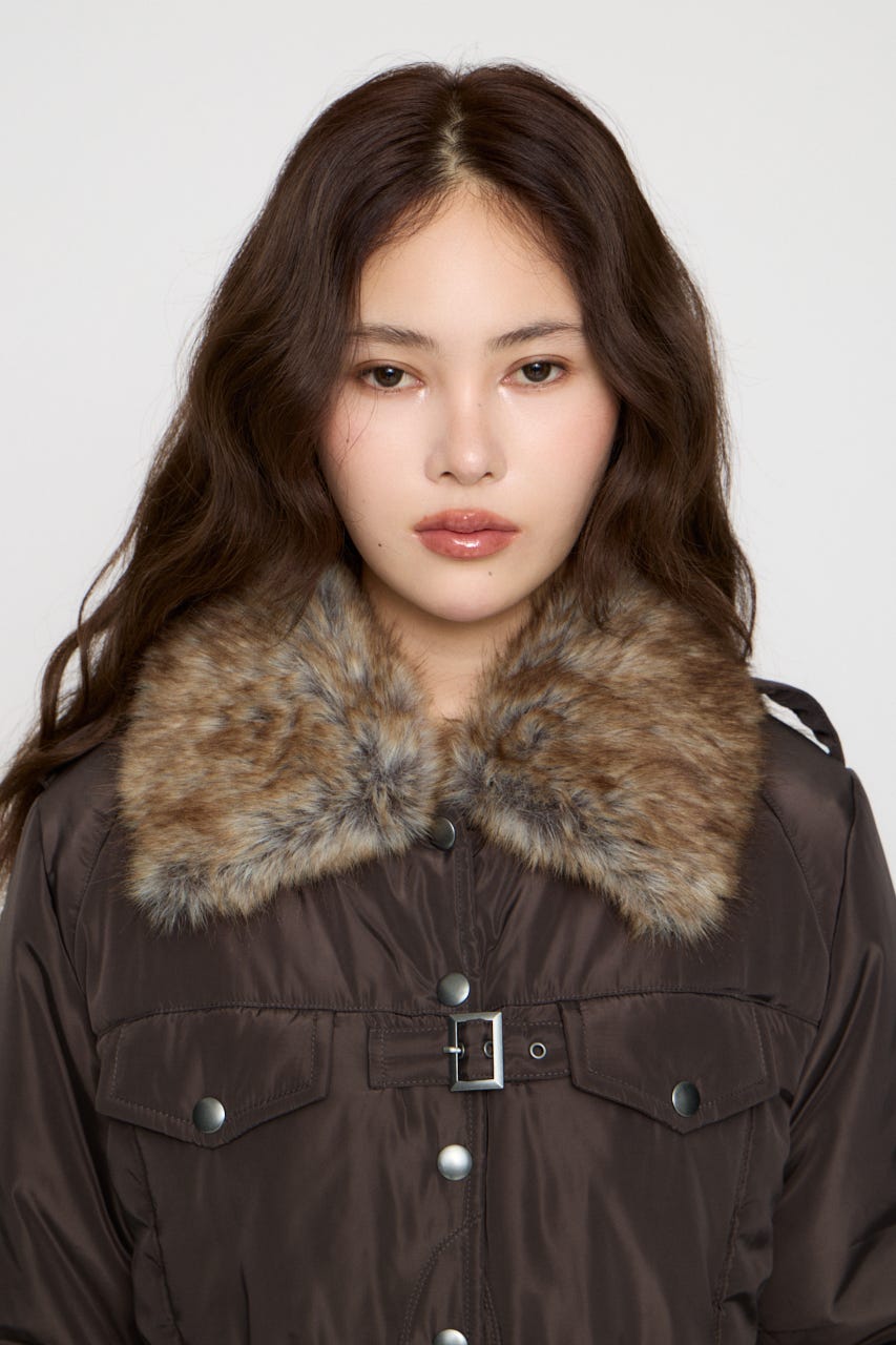 FAUX FUR POINT JOCKEY ジャケット BRN FREE