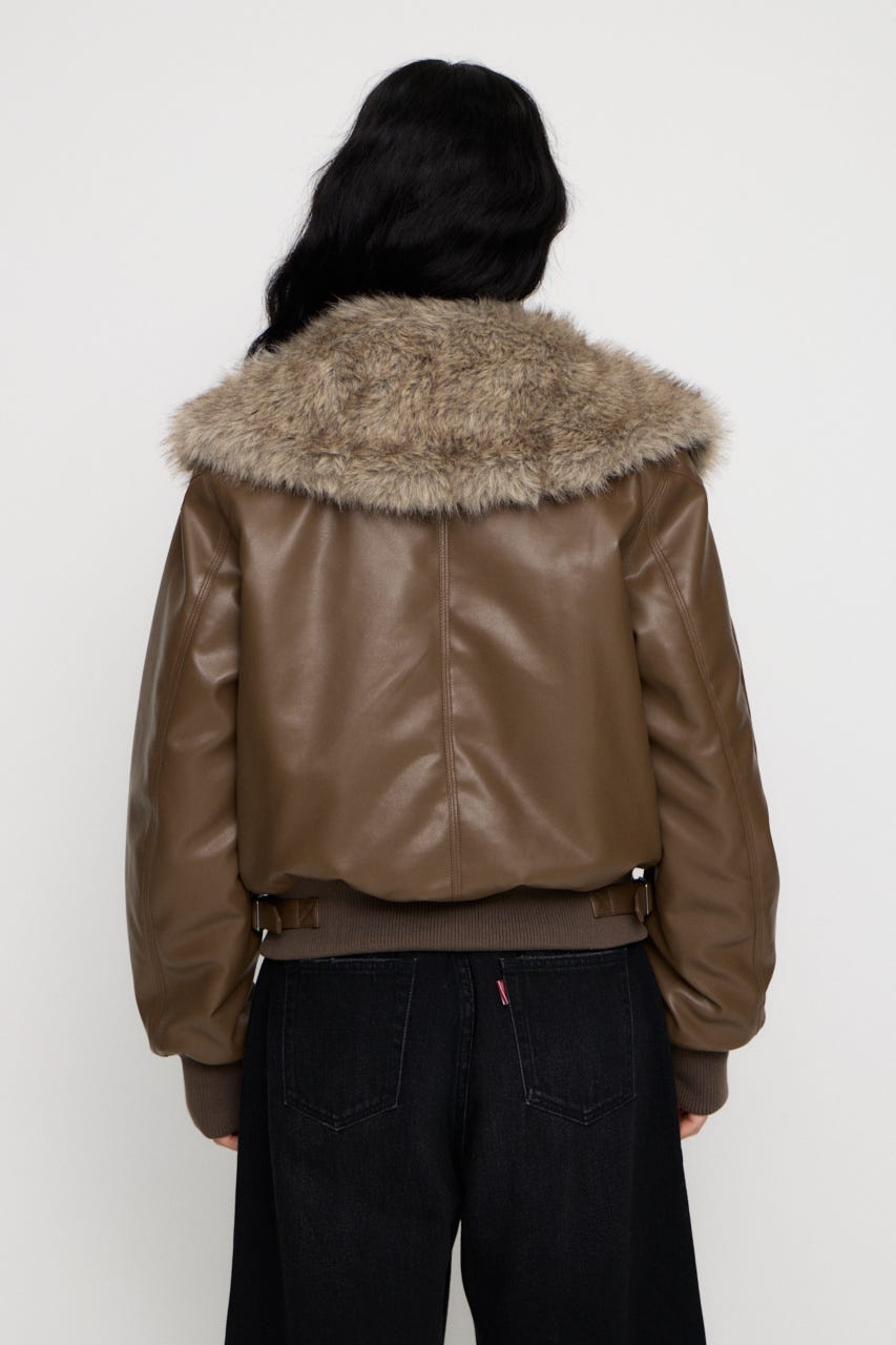 BUTTON UP FAUX LEATHER ブルゾン BRN FREE