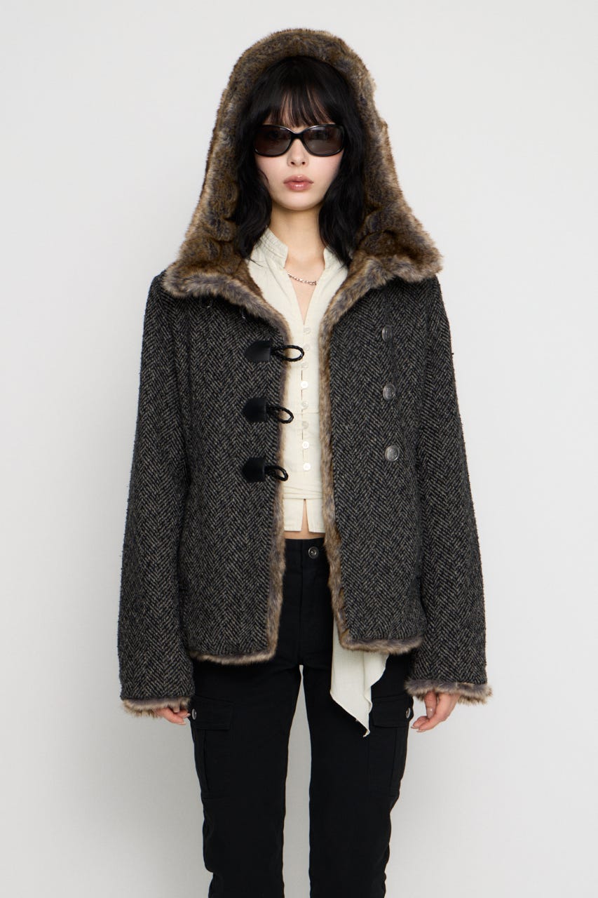 TWEED LIKE HOODIE ジャケット BLK FREE
