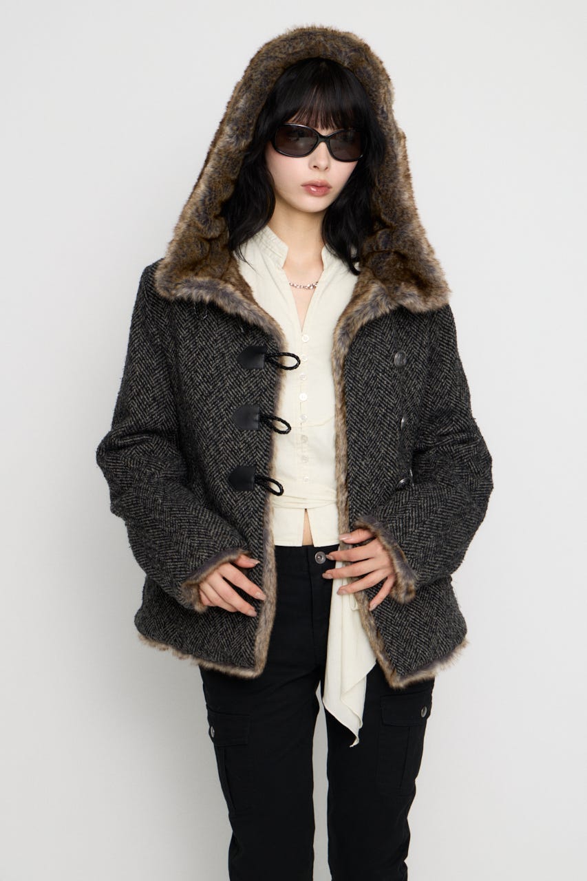 TWEED LIKE HOODIE ジャケット BLK FREE