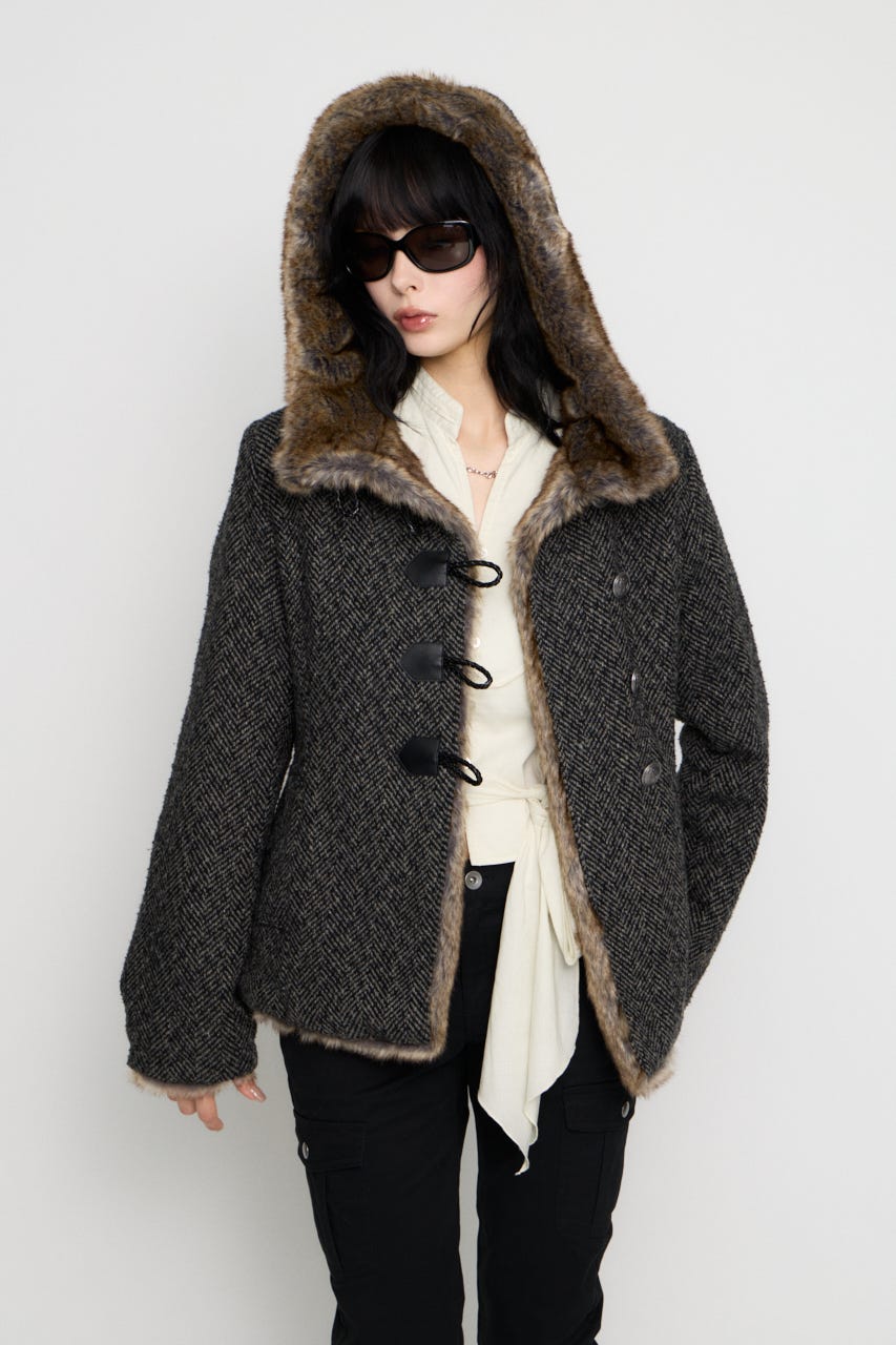 TWEED LIKE HOODIE ジャケット BLK FREE
