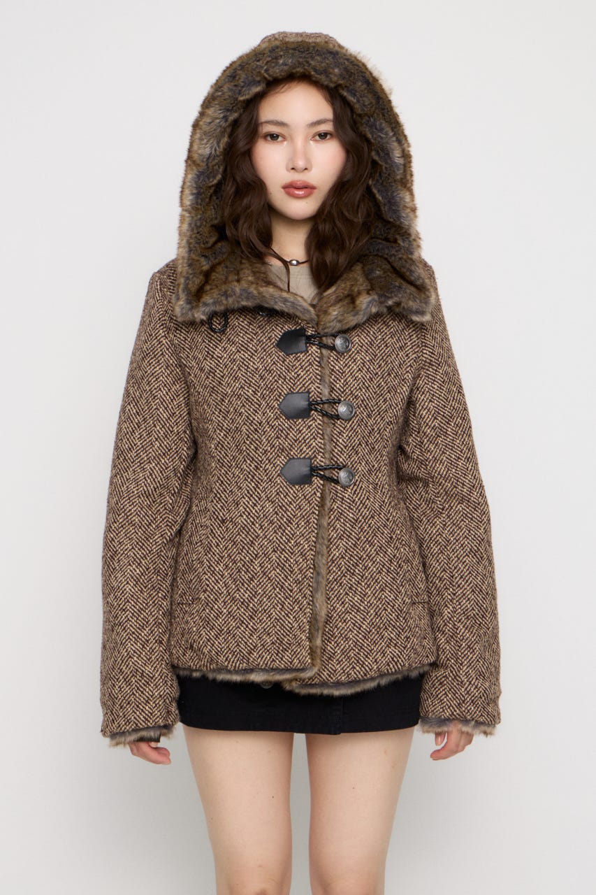 TWEED LIKE HOODIE ジャケット BRN FREE