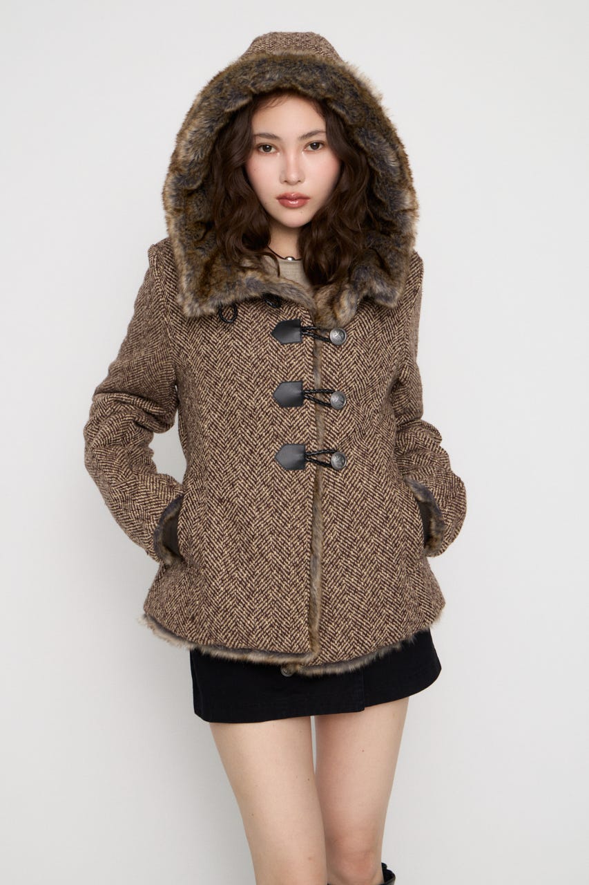 TWEED LIKE HOODIE ジャケット BRN FREE
