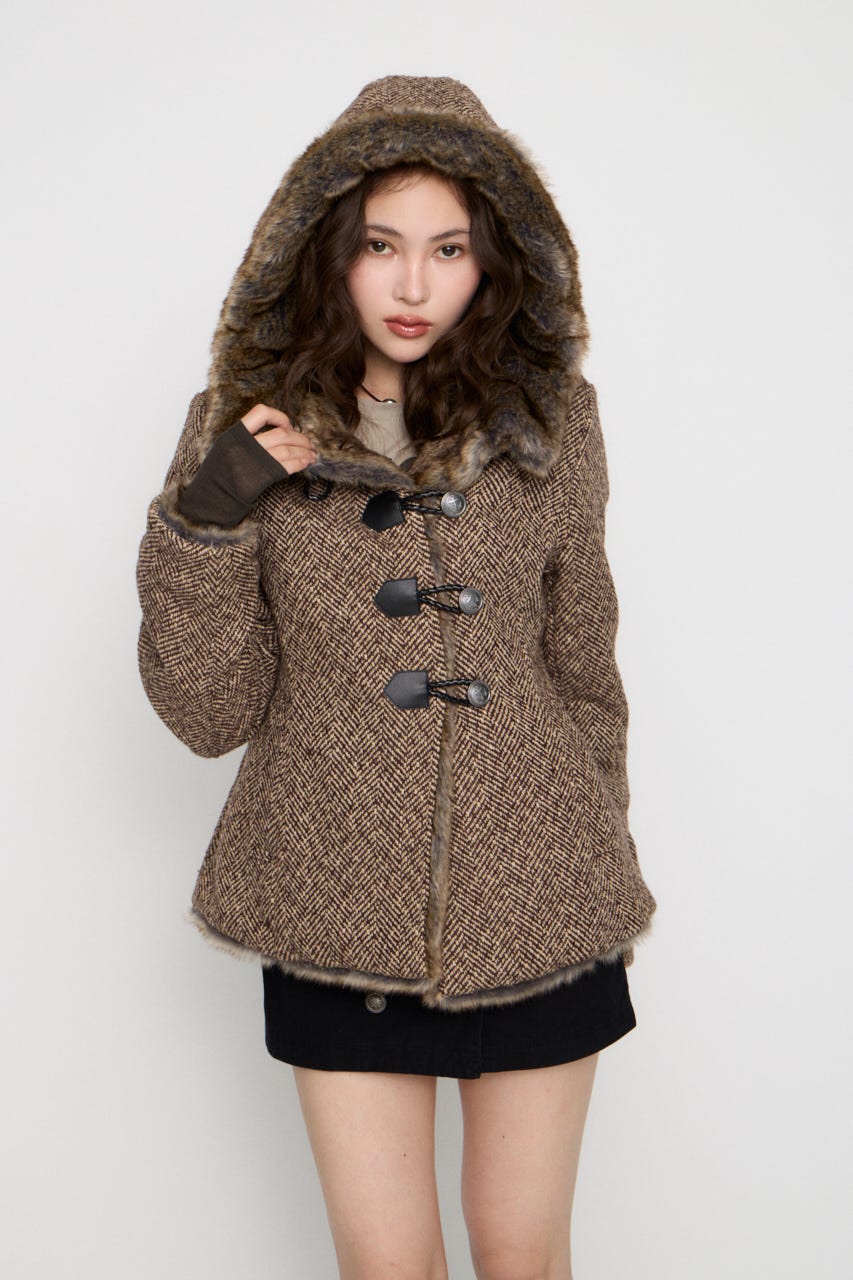 TWEED LIKE HOODIE ジャケット BRN FREE
