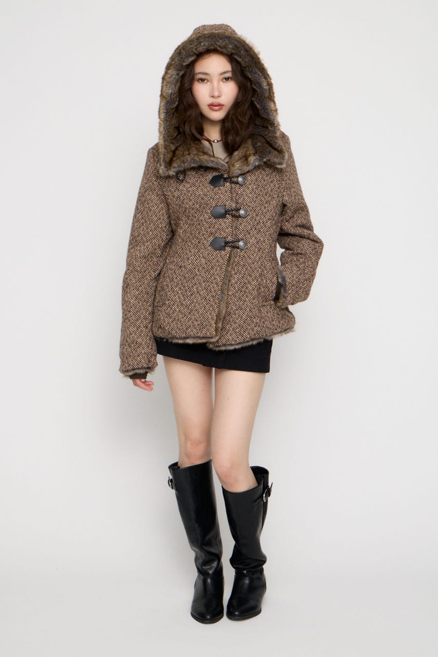 TWEED LIKE HOODIE ジャケット BRN FREE