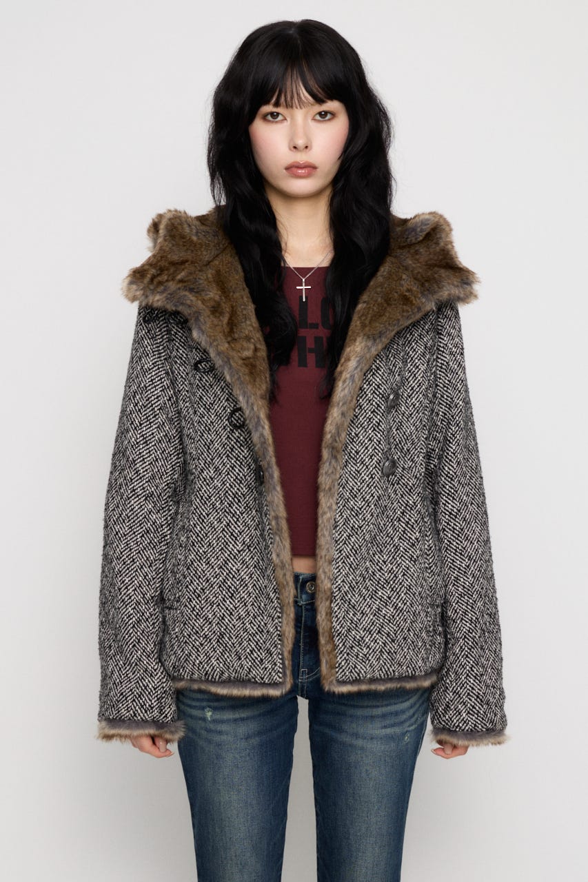 TWEED LIKE HOODIE ジャケット GRY FREE