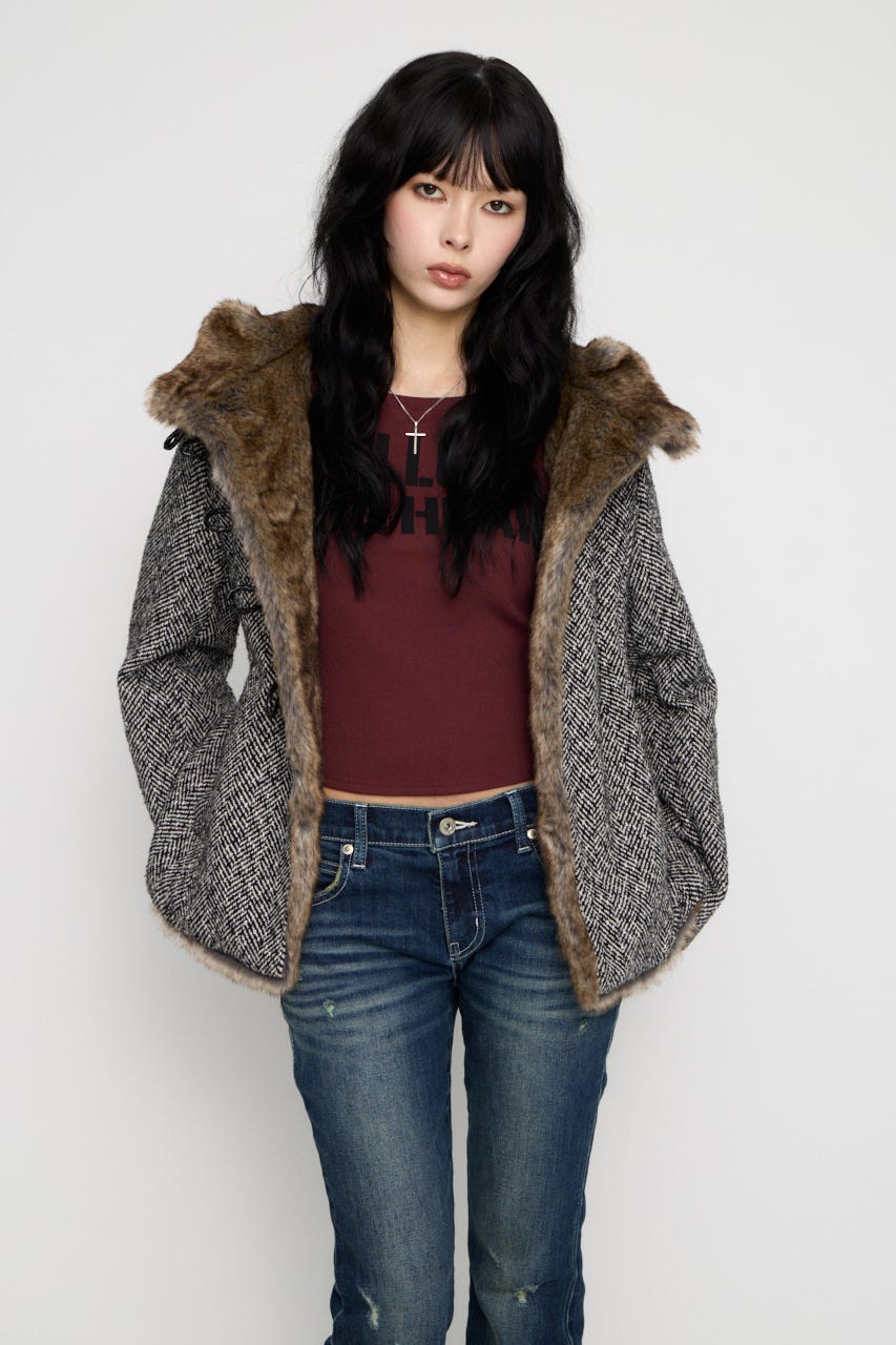 TWEED LIKE HOODIE ジャケット GRY FREE