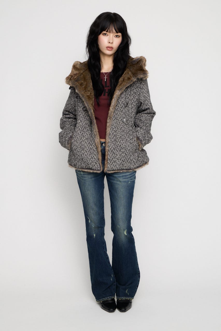 TWEED LIKE HOODIE ジャケット GRY FREE