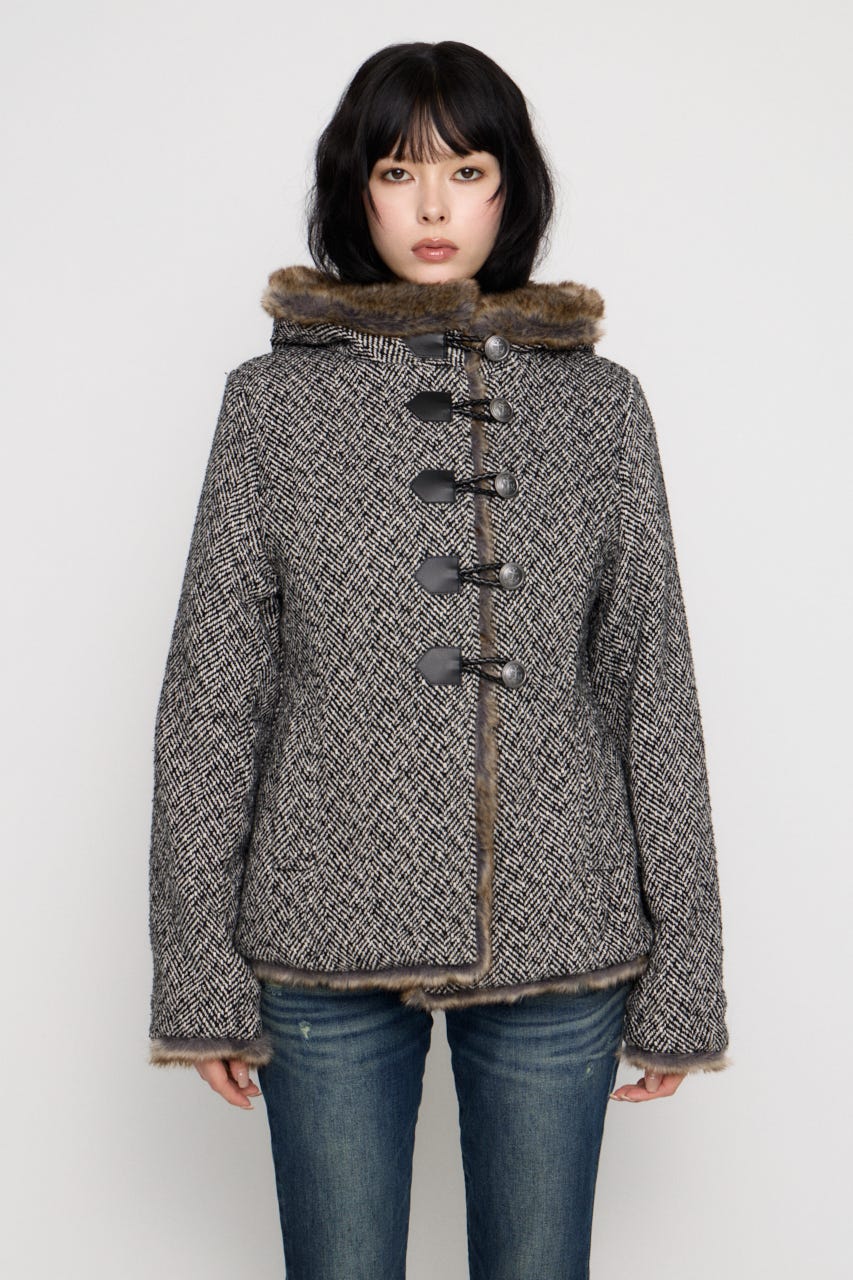 TWEED LIKE HOODIE ジャケット GRY FREE