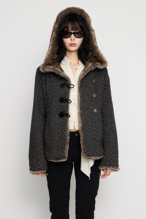 TWEED LIKE HOODIE ジャケット