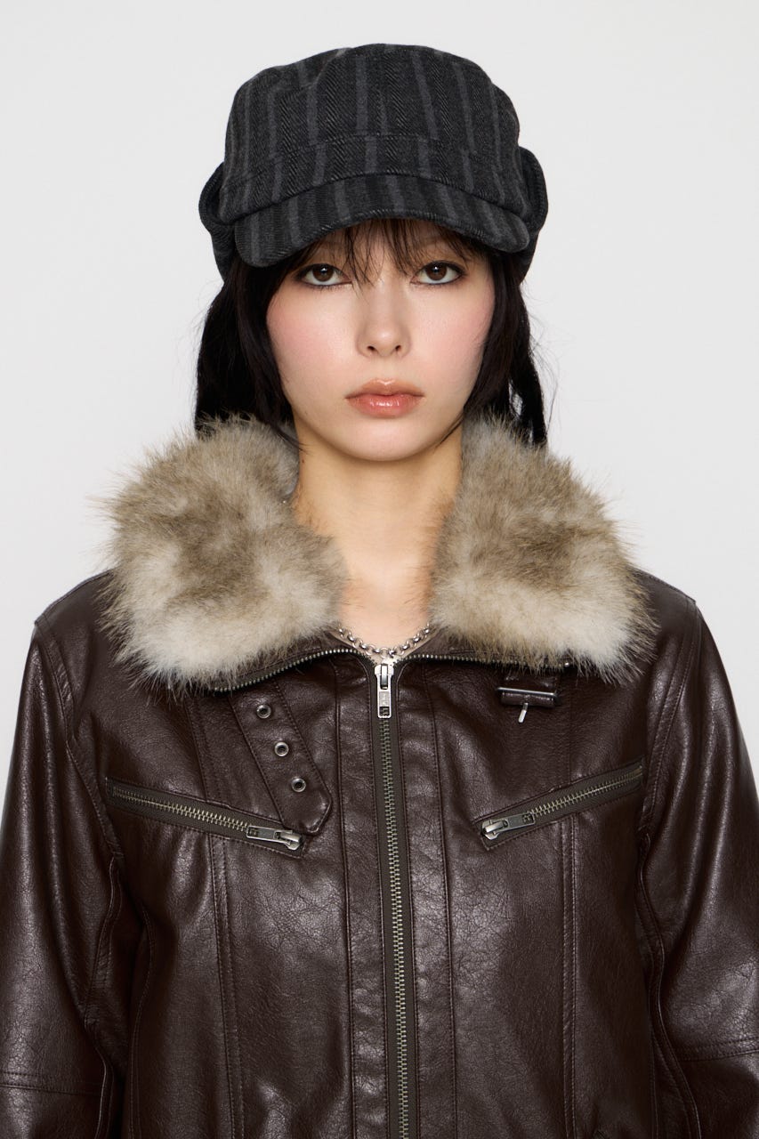 LIGHT VOLUME FAUX LEATHER ジャケット BRN FREE