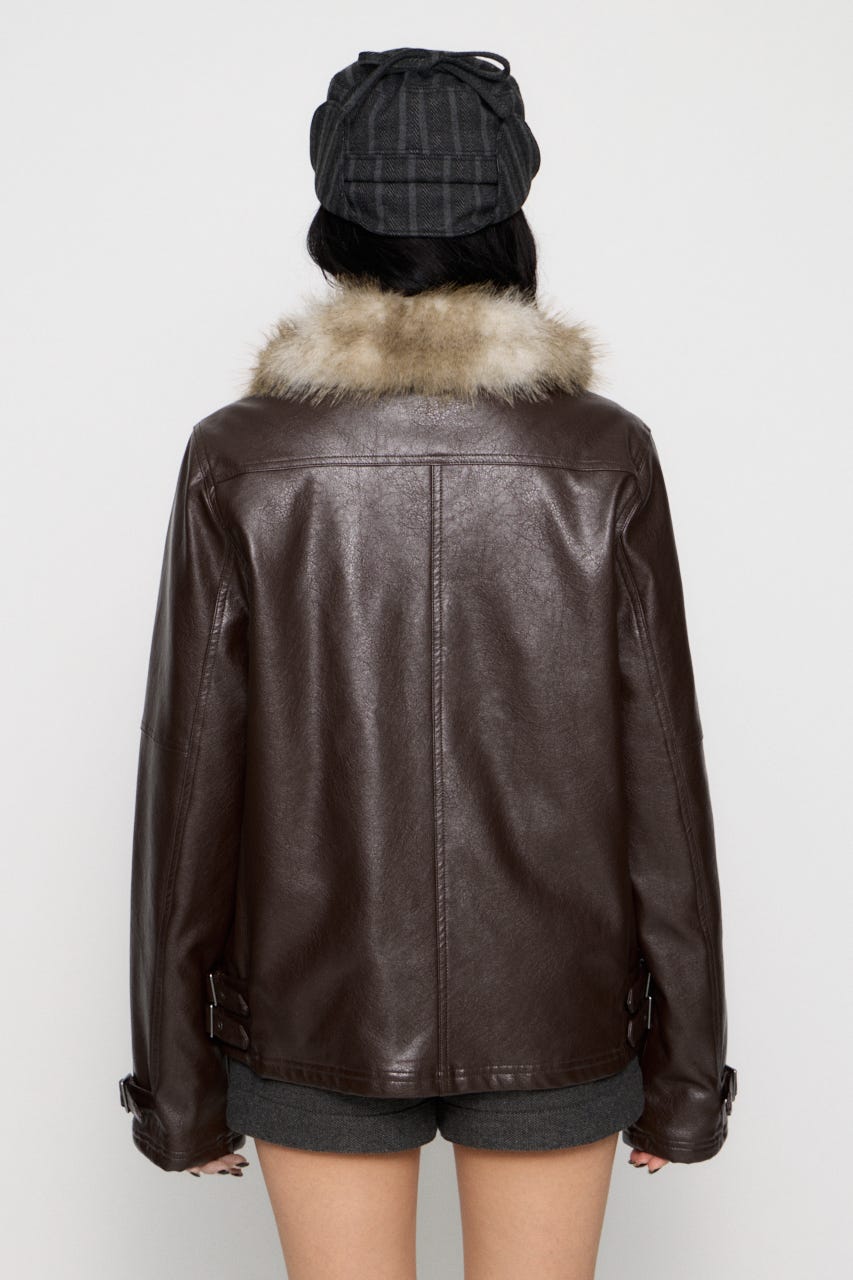 LIGHT VOLUME FAUX LEATHER ジャケット BRN FREE