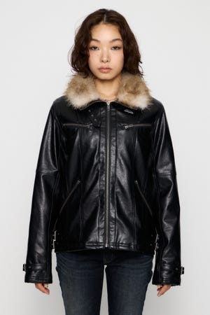 LIGHT VOLUME FAUX LEATHER ジャケット