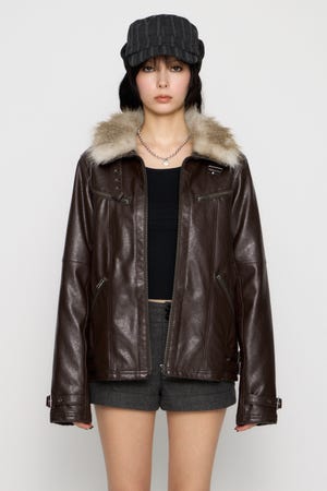 LIGHT VOLUME FAUX LEATHER ジャケット
